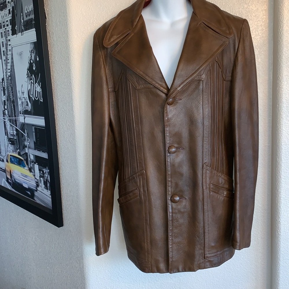 LEATHER JACKET blazer, vintage, 70s style, like new, size 40-42